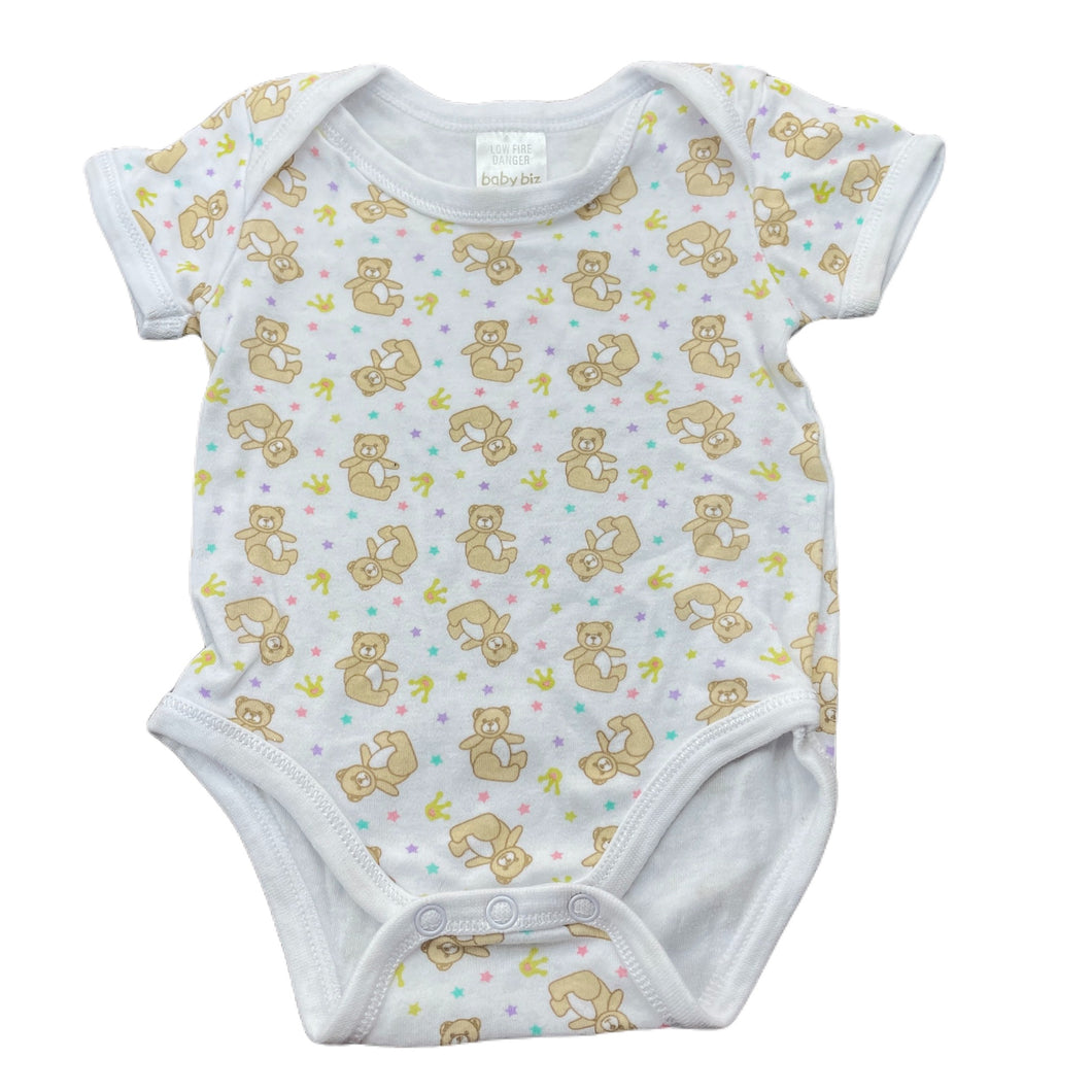 unisex Baby Biz, cotton bodysuit / romper, teddy bears, EUC, size 000,  