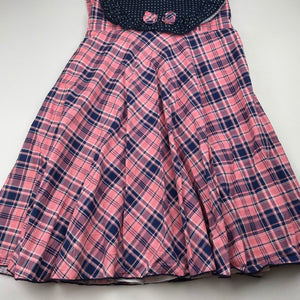 Girls lined, checked party dress, no size, armpit to armpit: 35.5cm, GUC, size 10-12, L: 78cm