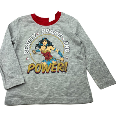 Girls DC Comics, WonderWoman long sleeve pyjama top, GUC, size 2,  