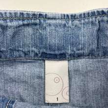 Load image into Gallery viewer, Girls Target, blue denim skirt, adjustable, L: 27cm, GUC, size 1,  