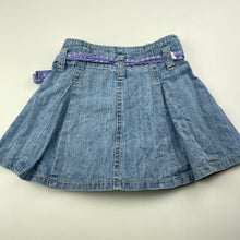 Load image into Gallery viewer, Girls Target, blue denim skirt, adjustable, L: 27cm, GUC, size 1,  