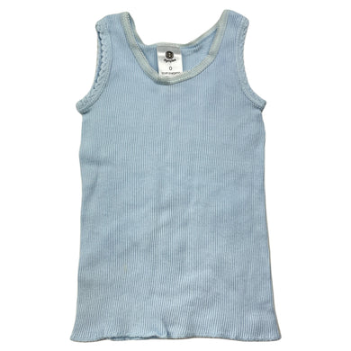 unisex Dymples, blue ribbed cotton singlet top, FUC, size 0,  