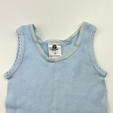 Load image into Gallery viewer, unisex Dymples, blue ribbed cotton singlet top, FUC, size 0,  