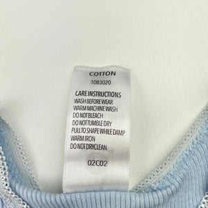 unisex Dymples, blue ribbed cotton singlet top, FUC, size 0,  