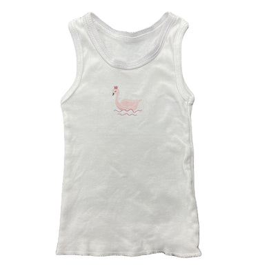 Girls Anko, white cotton singlet top, swan, GUC, size 000,  