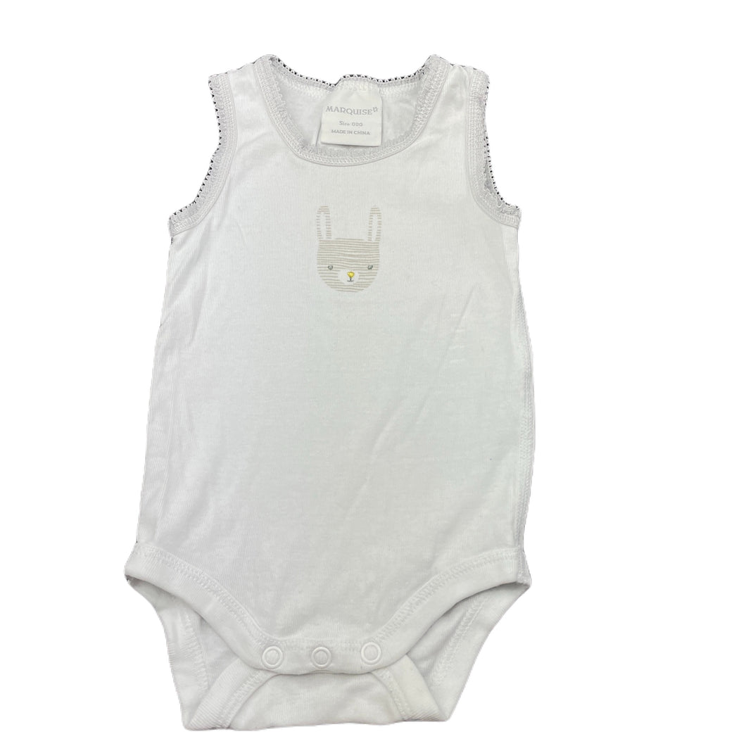 unisex Marquise, white cotton singletsuit / romper, GUC, size 000,  
