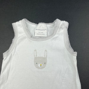 unisex Marquise, white cotton singletsuit / romper, GUC, size 000,  