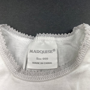 unisex Marquise, white cotton singletsuit / romper, GUC, size 000,  