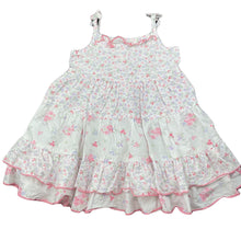 Load image into Gallery viewer, Girls Target, lightweight floral cotton summer dress, middle button missing, FUC, size 0, L: 42cm