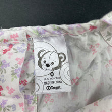 Load image into Gallery viewer, Girls Target, lightweight floral cotton summer dress, middle button missing, FUC, size 0, L: 42cm