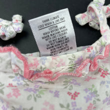 Load image into Gallery viewer, Girls Target, lightweight floral cotton summer dress, middle button missing, FUC, size 0, L: 42cm