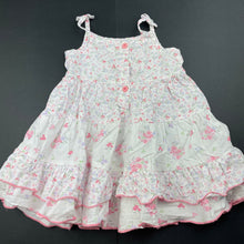 Load image into Gallery viewer, Girls Target, lightweight floral cotton summer dress, middle button missing, FUC, size 0, L: 42cm