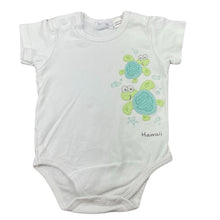 Load image into Gallery viewer, unisex Earth Nymph, embroidered cotton bodysuit / romper, turtles, EUC, size 00,  