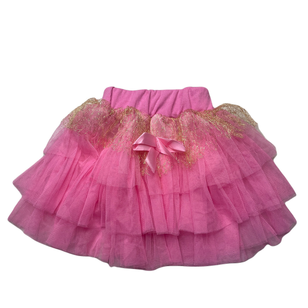Girls pink, tulle party skirt, elasticated, L: 26cm, GUC, size 0,  