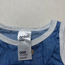 Load image into Gallery viewer, unisex Anko, lightweight chambray cotton overalls, EUC, size 000,  