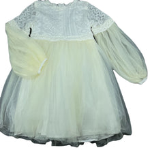 Load image into Gallery viewer, Girls cream, cotton lined tulle &amp; lace party dress, armpit to armpit: 35cm, GUC, size 8-10, L: 70cm