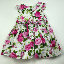 Load image into Gallery viewer, Girls Blue Sky, lined floral cotton party dress, FUC, size 2, L: 44cm