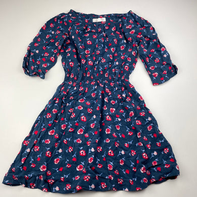 Girls Pumpkin Patch, navy floral casual dress, GUC, size 6, L: 59cm