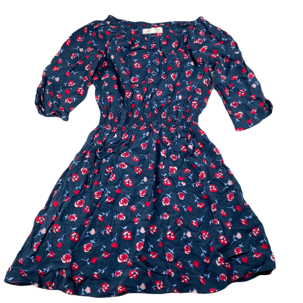 Girls Pumpkin Patch, navy floral casual dress, GUC, size 6, L: 59cm