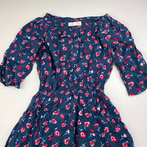 Girls Pumpkin Patch, navy floral casual dress, GUC, size 6, L: 59cm