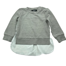 Load image into Gallery viewer, Girls Bardot Junior, spliced grey &amp; white long sleeve top, GUC, size 1,  