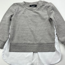 Load image into Gallery viewer, Girls Bardot Junior, spliced grey &amp; white long sleeve top, GUC, size 1,  