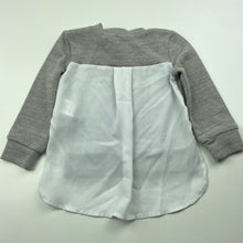 Load image into Gallery viewer, Girls Bardot Junior, spliced grey &amp; white long sleeve top, GUC, size 1,  