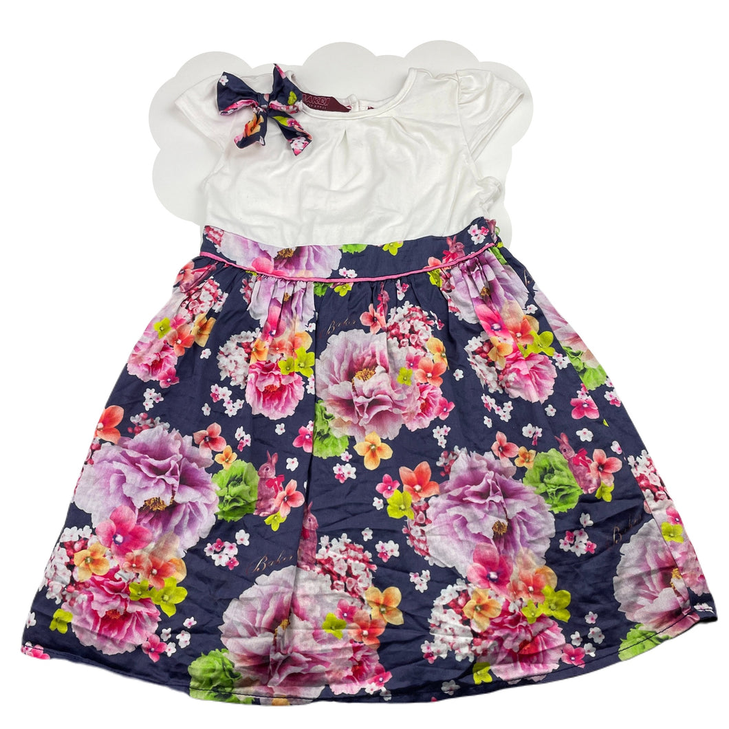 Girls Baker, lined floral party dress, GUC, size 2, L: 51cm