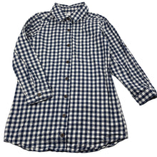 Load image into Gallery viewer, Girls H&amp;T, navy check cotton long shirt, L: 52cm approx, EUC, size 6,  