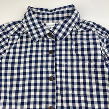 Load image into Gallery viewer, Girls H&amp;T, navy check cotton long shirt, L: 52cm approx, EUC, size 6,  