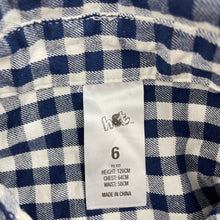 Load image into Gallery viewer, Girls H&amp;T, navy check cotton long shirt, L: 52cm approx, EUC, size 6,  