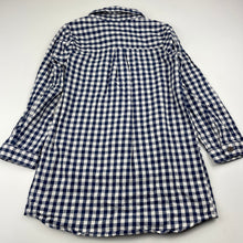 Load image into Gallery viewer, Girls H&amp;T, navy check cotton long shirt, L: 52cm approx, EUC, size 6,  