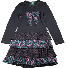 Load image into Gallery viewer, Girls Pumpkin Patch, long sleeve tiered floral dress, pilling, FUC, size 8, L: 64cm