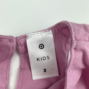 Girls Target, pink cotton casual summer dress, GUC, size 2, L: 45cm