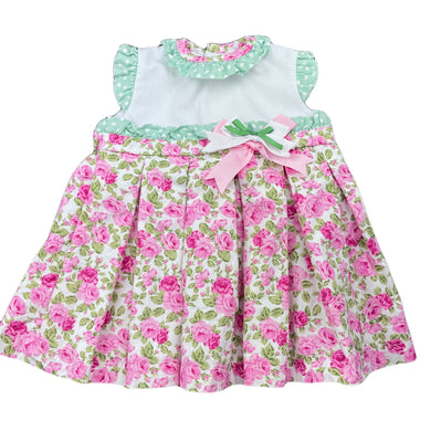 Girls floral, cotton party dress, armpit to armpit: 23.5cm, small mark on chest, FUC, size 00, L: 35cm
