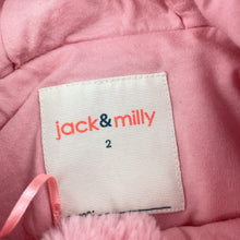 Load image into Gallery viewer, Girls Jack &amp; Milly, cotton lined faux fur jacket / coat, poppers, L: 35cm, EUC, size 2,  