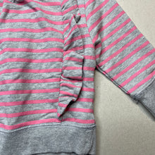 Load image into Gallery viewer, Girls Osh Kosh, pink &amp; grey stripe ruffle top, FUC, size 00,  