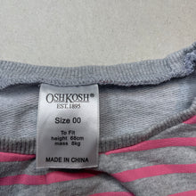 Load image into Gallery viewer, Girls Osh Kosh, pink &amp; grey stripe ruffle top, FUC, size 00,  