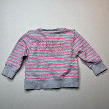 Load image into Gallery viewer, Girls Osh Kosh, pink &amp; grey stripe ruffle top, FUC, size 00,  