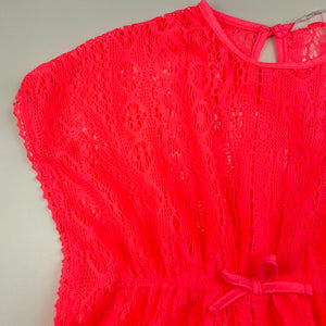 Girls Primark, fluoro lace top, L: 44cm, GUC, size 3-4,  