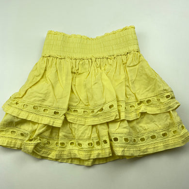 Girls Country Road, yellow cotton skirt, elasticated, L: 31cm, EUC, size 6,  