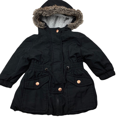 Girls Target, black hooded jacket / coat, L: 36cm, FUC, size 1,  