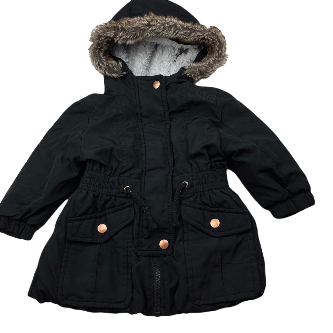 Girls Target, black hooded jacket / coat, L: 36cm, FUC, size 1,  