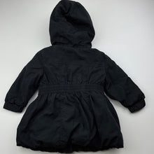 Load image into Gallery viewer, Girls Target, black hooded jacket / coat, L: 36cm, FUC, size 1,  