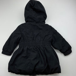 Girls Target, black hooded jacket / coat, L: 36cm, FUC, size 1,  