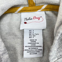 Load image into Gallery viewer, Girls Nula Bug, fleece lined hooded sweater dress, marks left sleeve, FUC, size 7, L: 56cm