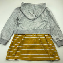 Load image into Gallery viewer, Girls Nula Bug, fleece lined hooded sweater dress, marks left sleeve, FUC, size 7, L: 56cm