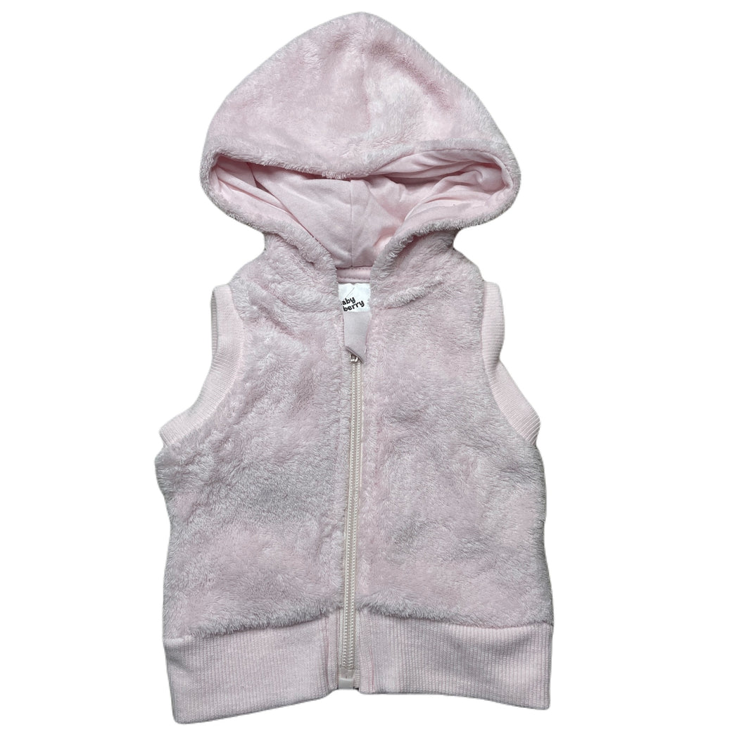 Girls Baby Berry, soft fleece hooded vest, EUC, size 0000,  