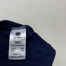 Load image into Gallery viewer, Girls Dymples, navy cotton long sleeve top, EUC, size 000,  