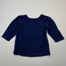 Load image into Gallery viewer, Girls Dymples, navy cotton long sleeve top, EUC, size 000,  